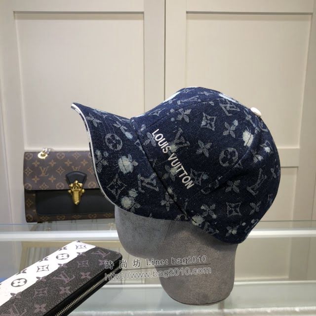 LV男女同款帽子 路易威登洗水做舊牛仔布棒球帽鴨舌帽  mm1158